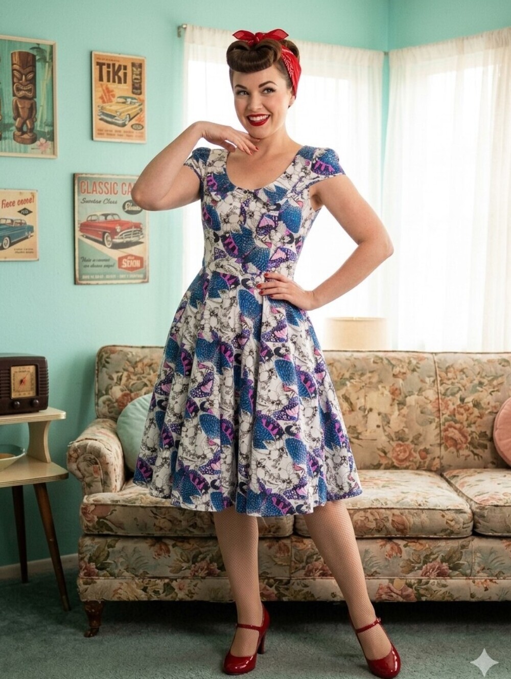 Hearts & Roses London Orthogonia Moth Print Day Dress 6